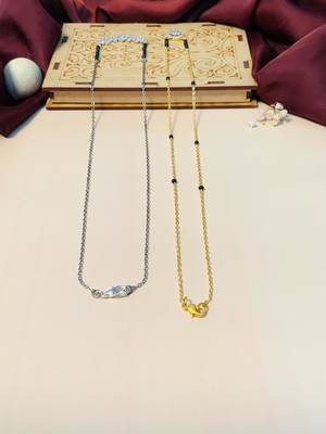 Latest gold plated american diamond mangalsutra combo 4
