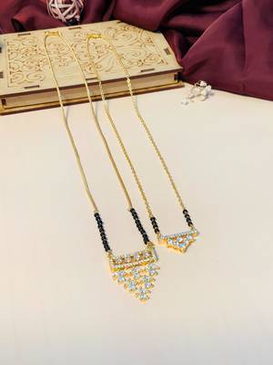Latest gold plated american diamond mangalsutra combo 2