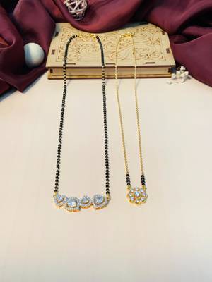 Latest gold plated american diamond mangalsutra combo 1
