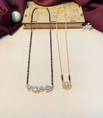 Latest gold plated american diamond mangalsutra combo