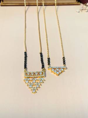 Latest gold plated american diamond mangalsutra combo 3