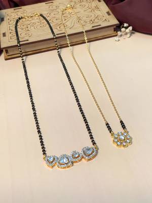 Latest gold plated american diamond mangalsutra combo 2