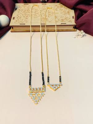 Latest gold plated american diamond mangalsutra combo 4