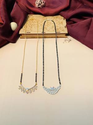 Latest gold plated american diamond mangalsutra combo 1