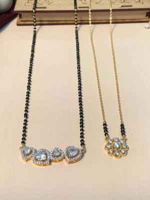 Latest gold plated american diamond mangalsutra combo 3