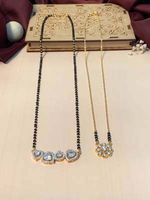 Latest gold plated american diamond mangalsutra combo 4