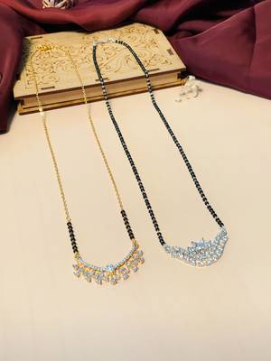 Latest gold plated american diamond mangalsutra combo 2