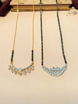 Latest gold plated american diamond mangalsutra combo 3
