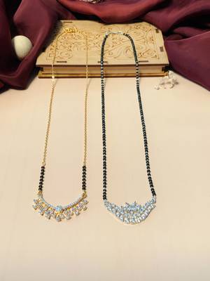 Latest gold plated american diamond mangalsutra combo 4