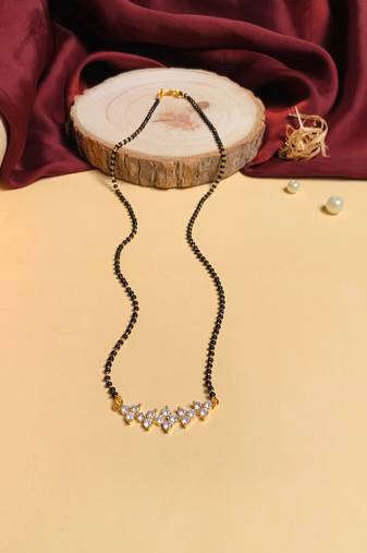 Latest gold plated american diamond mangalsutra