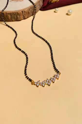 Latest gold plated american diamond mangalsutra