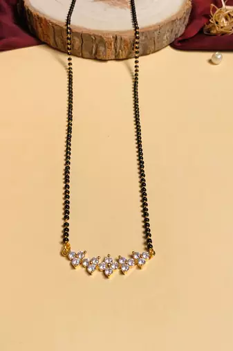 Latest gold plated american diamond mangalsutra