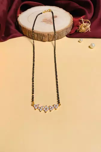Latest gold plated american diamond mangalsutra
