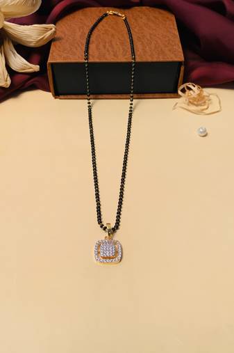 Latest gold plated american diamond mangalsutra