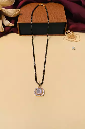 Latest gold plated american diamond mangalsutra