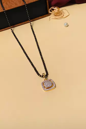 Latest gold plated american diamond mangalsutra