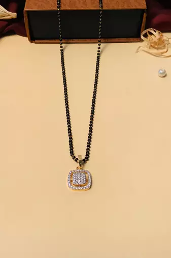 Latest gold plated american diamond mangalsutra
