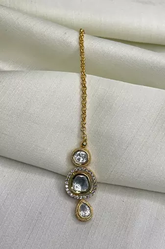 Charming high quality gold plated polki maangtikka
