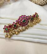 Antique gold plated kemp stone hair clip