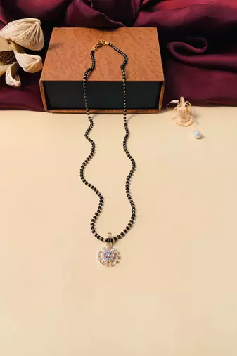 Latest gold plated american diamond mangalsutra