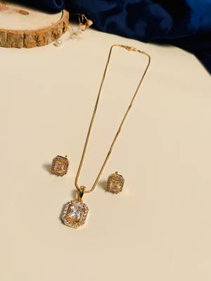 Gold-plated cz studded jewellery set 1