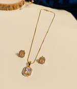 Gold-plated cz studded jewellery set