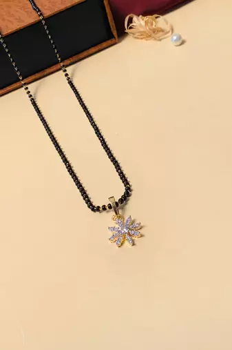 Latest gold plated american diamond mangalsutra