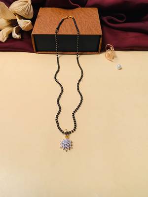 Latest gold plated american diamond mangalsutra 1