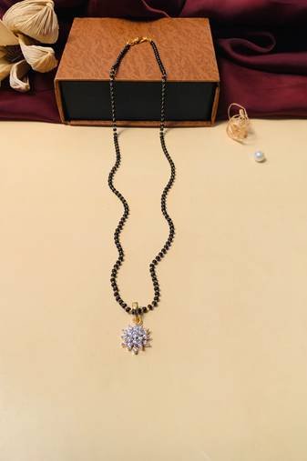 Latest gold plated american diamond mangalsutra