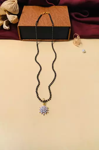 Latest gold plated american diamond mangalsutra
