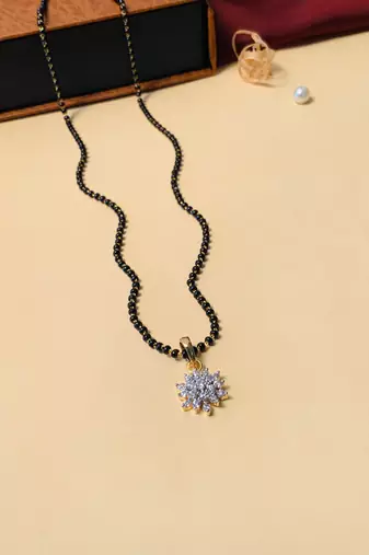 Latest gold plated american diamond mangalsutra