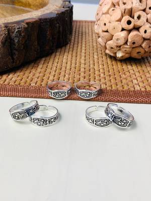 Set of 3 silver-plated toe rings 1