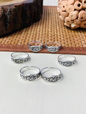 Set of 3 silver-plated toe rings 3
