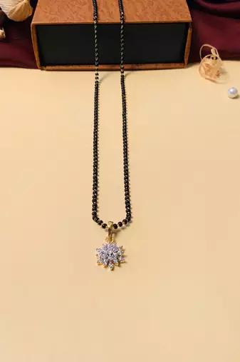 Latest gold plated american diamond mangalsutra
