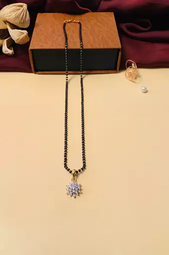 Latest gold plated american diamond mangalsutra