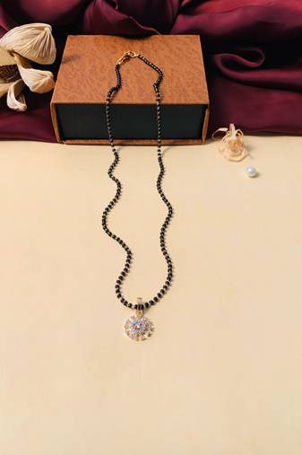 Latest gold plated american diamond mangalsutra