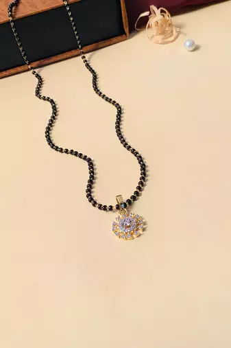 Latest gold plated american diamond mangalsutra