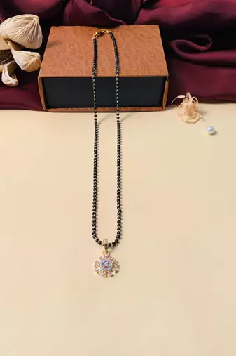 Latest gold plated american diamond mangalsutra