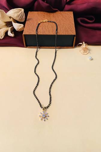 Latest gold plated american diamond mangalsutra