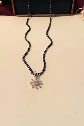Latest gold plated american diamond mangalsutra