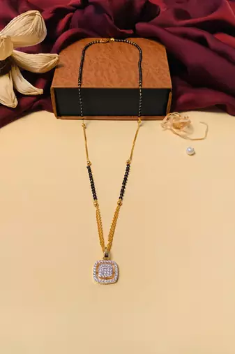 Latest gold plated american diamond mangalsutra