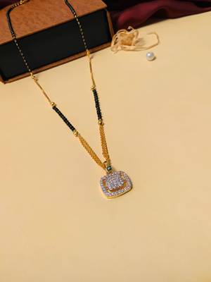 Latest gold plated american diamond mangalsutra 4