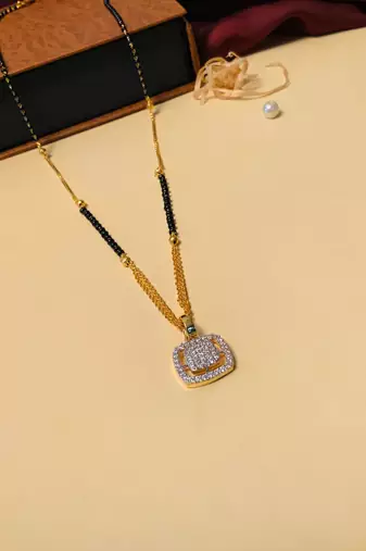 Latest gold plated american diamond mangalsutra