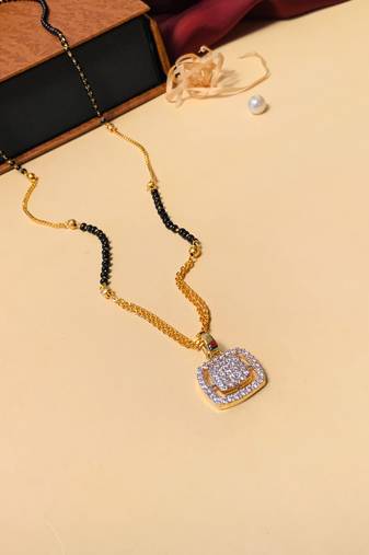 Latest gold plated american diamond mangalsutra