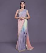 Pre-pleated multi colour saree set