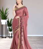 Pink Embroidered Two Tone Chiffon Saree With Blouse