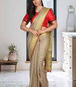 Golden Linen Saree With Blouse