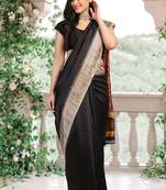 Black Printed Art Silk Saree With Blouse