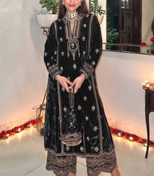  Black Velvet with Embroidery sequin Work Suit