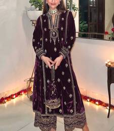 Purple Velvet Sequin Work Salwar Suit